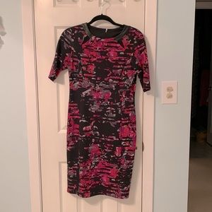 Taylor Leather trim Floral Midi Dress.